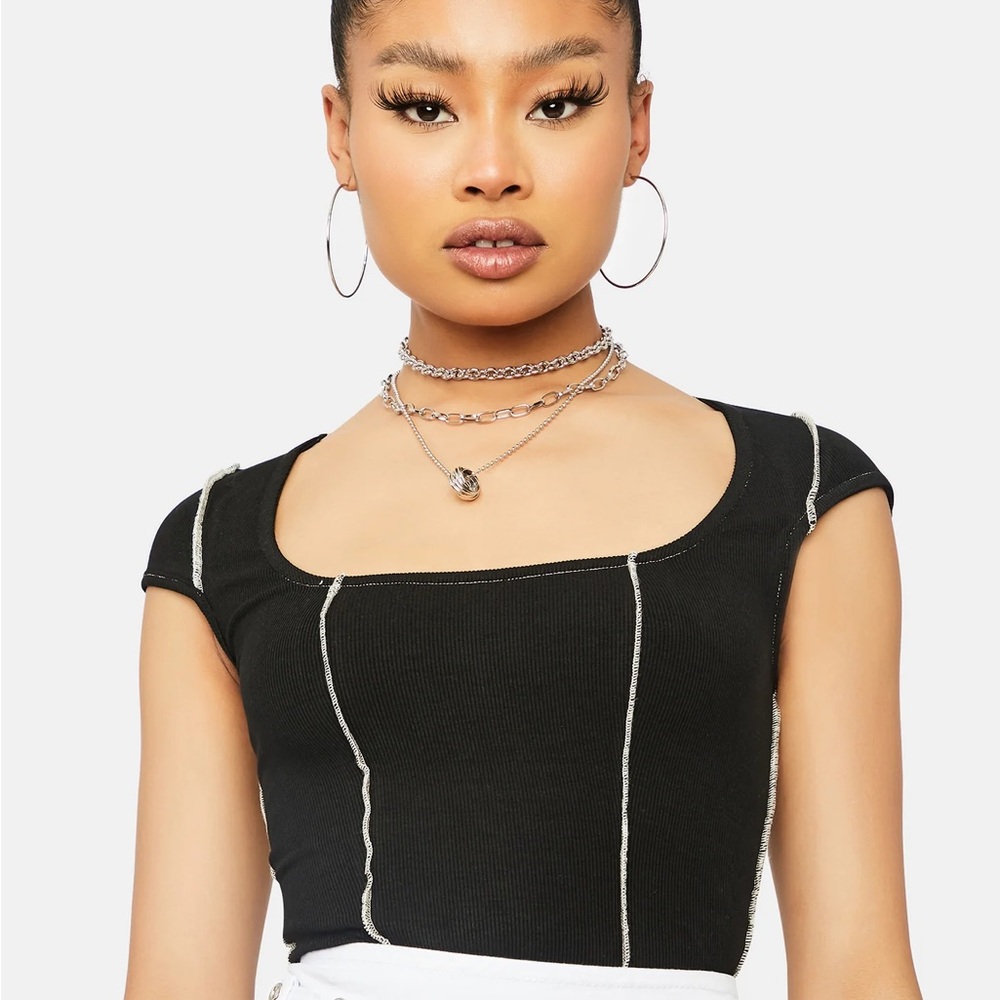 Black Ribbed Women's crop top